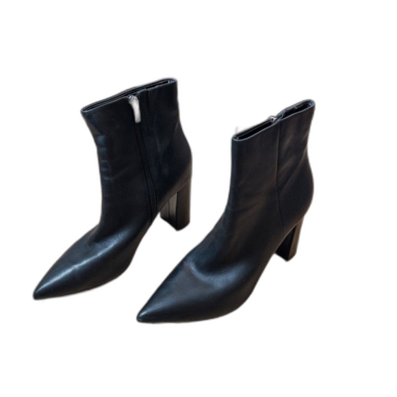Marc Fisher Black Leather Booties | Women’s 10 | Pointed Toe Block Heel - Picture 6 of 16